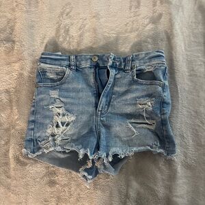 American Eagle Outfitters Light Blue Distressed Jean Shorts